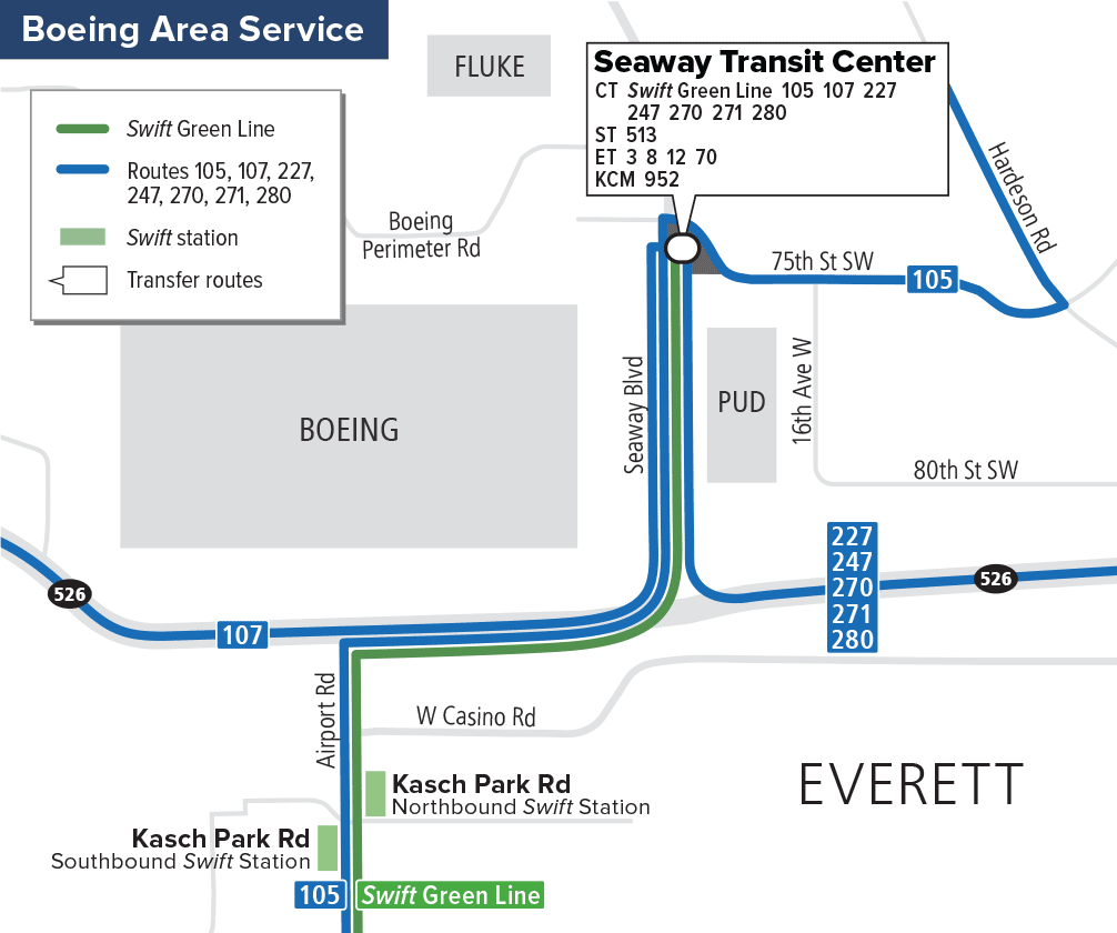 Community Transit's new Seaway Transit Center and local alignments. (Community Transit)
