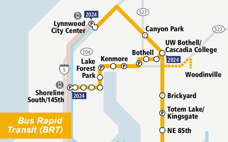 SR-522/145th Street Bus Rapid Ride map. Credit: Sound Transit