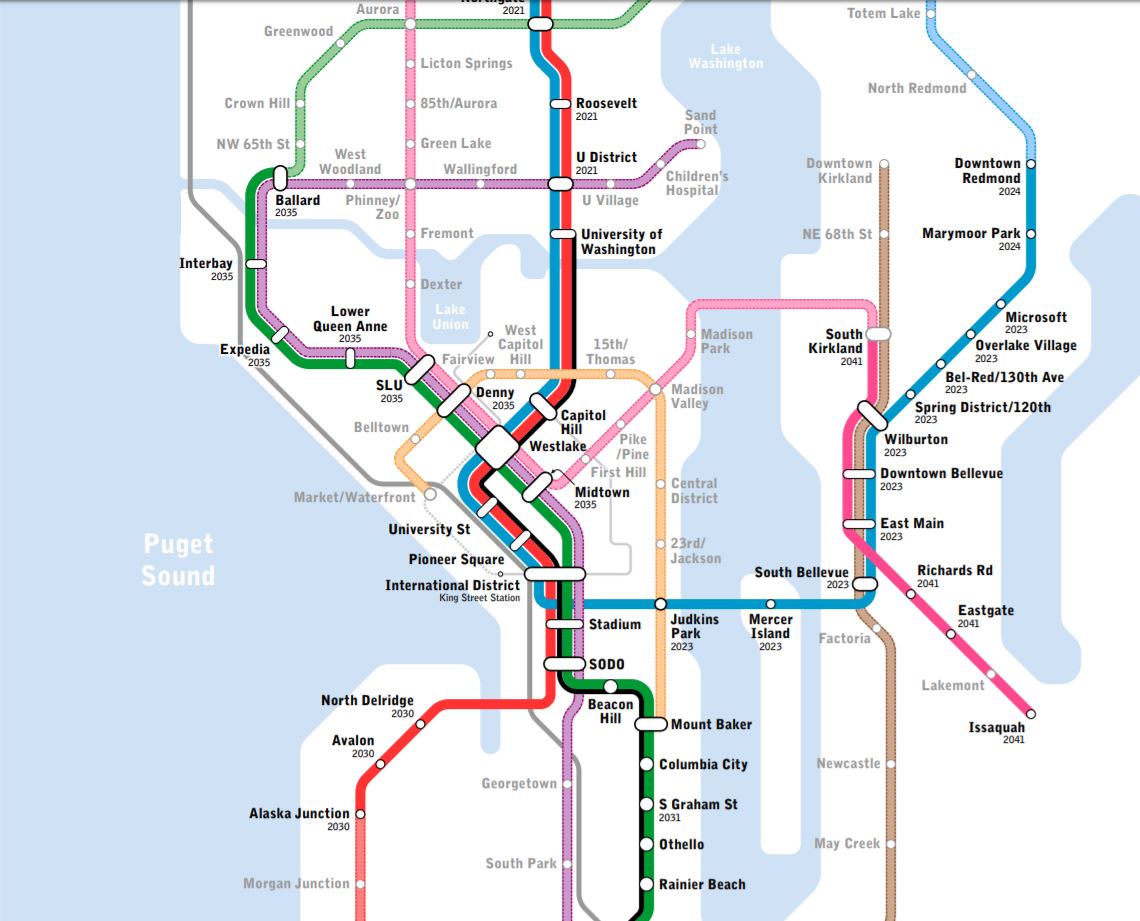 El último Mapa de Visión del Metro de Seattle Refina la Línea de Metro