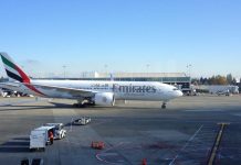 Puget Sound Aviation Forecast Suggests Second Sea-Tac-Sized Airport Needed by 2050 Emirates plane taxiing at Sea-Tac International Airport.
