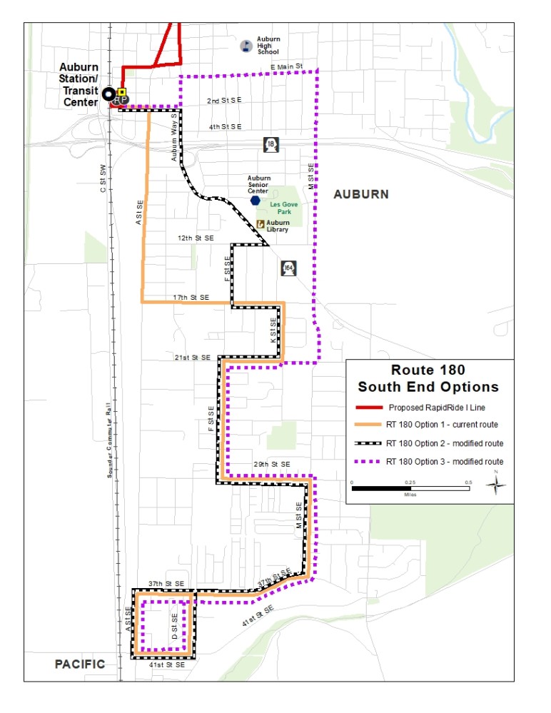 Options for changes to Route 180 in Auburn. (King County)