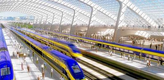 California's bullet train station in San Francisco should look something like this. (Rendering by Paul Wallis / California High Speed Rail Authority)