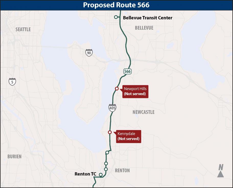 Deleted stops proposed for Route 566. (Sound Transit)
