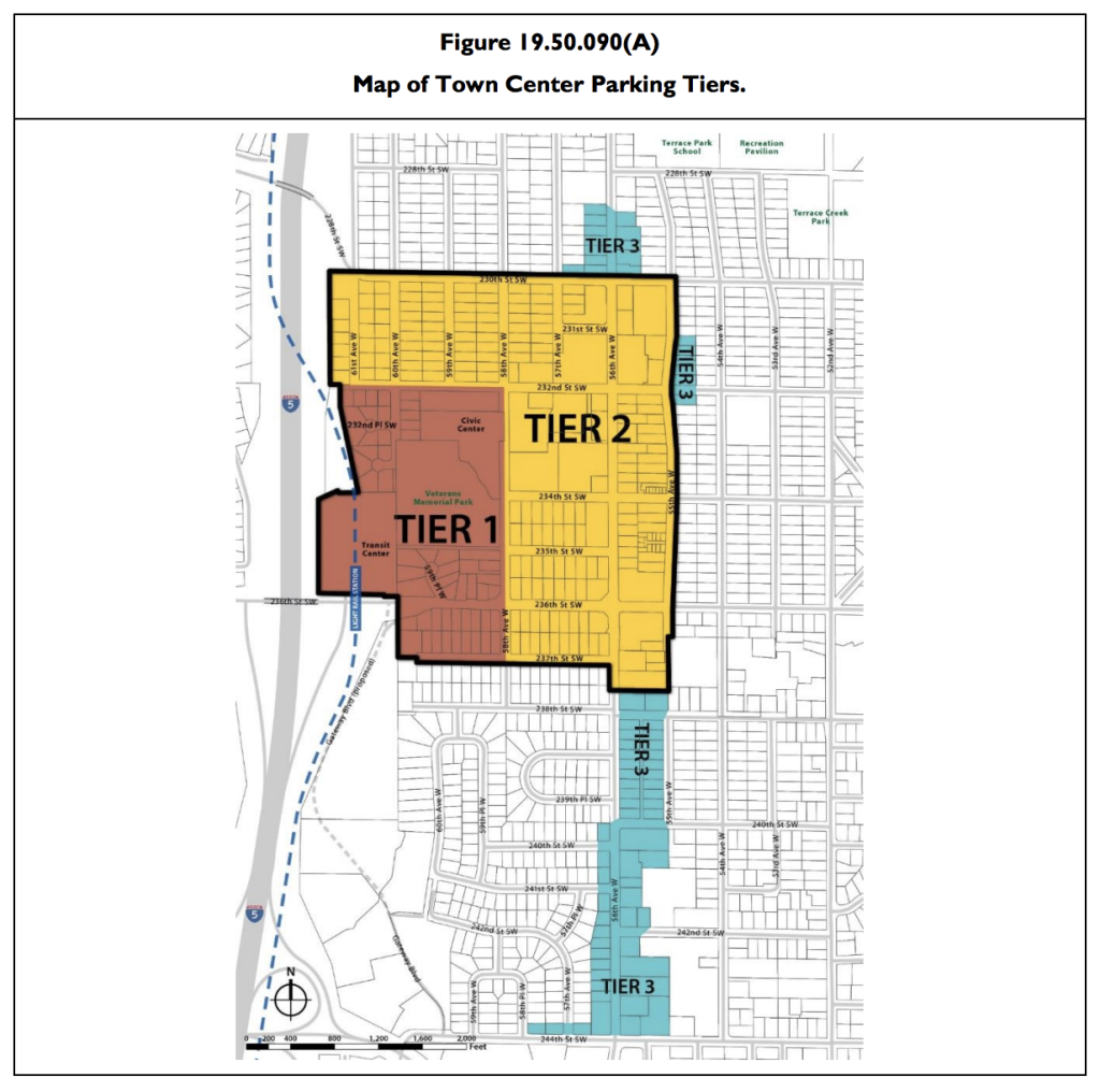 Off-street parking Tiers in Town Center. (City of Mountlake Terrace)