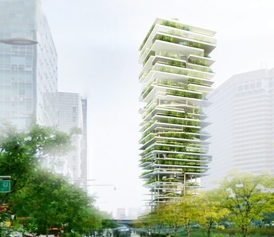 An Urbanist Case for Vertical Farming A vertical farm proposed in Seoul seeks to bring fresh organic food closer to consumers. (Courtesy of Zoubeir Azouz Architecture)