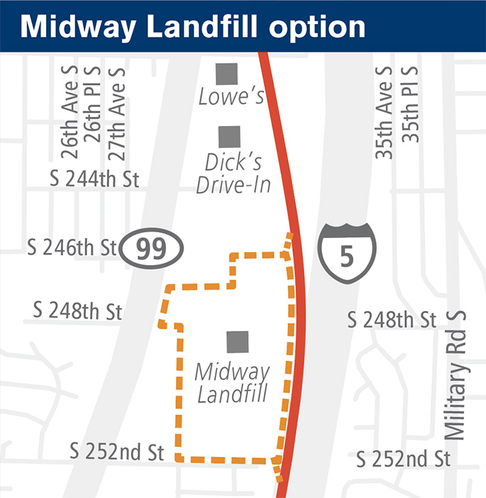 General map of the potential site at Midway Landfill. (Sound Transit)