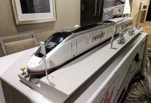 The Urbanist Podcast: UW Looks at Getting Cascadia High Speed Rail High speed train models like this were on display at the Cascadia Rail Summit. (Credit: Doug Trumm)