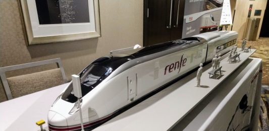 High speed train models like this were on display at the Cascadia Rail Summit. (Credit: Doug Trumm)