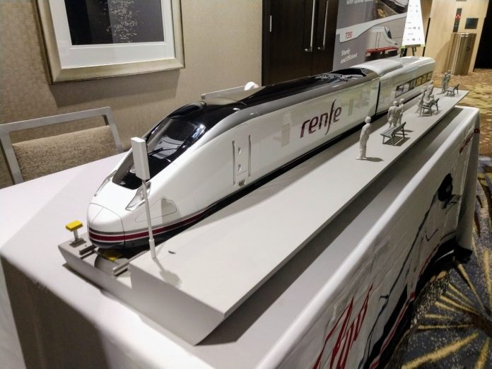 High speed train models like this were on display at the Cascadia Rail Summit. (Credit: Doug Trumm)