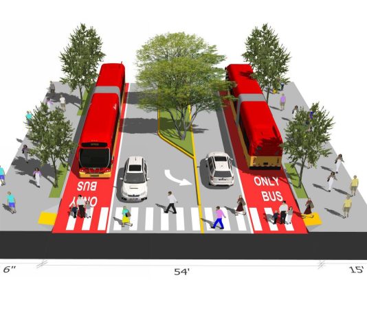 We Must Design Aurora Avenue to Put Safety First Bus lanes and dropping a general purpose lane in each direction would turn Aurora Avenue into a much safer and more walkable street. (Image by Ryan DiRaimo)