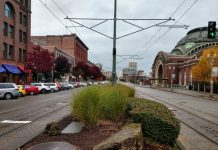 Zoomers Flock to Tacoma over Pricey Seattle Downtown Tacoma's stretch of Pacific Avenue hosts the Tacoma Link streetcar. (Photo by Doug Trumm)