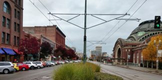 Downtown Tacoma's stretch of Pacific Avenue hosts the Tacoma Link streetcar. (Photo by Doug Trumm)