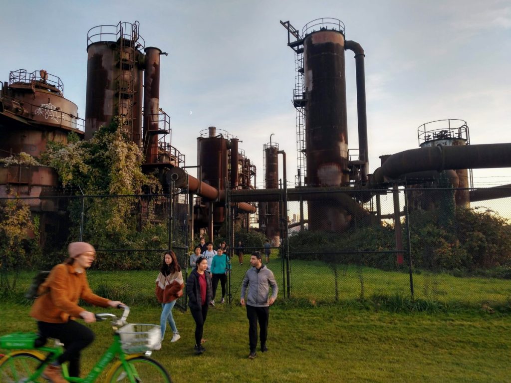 Gas Works Park is a great place to ride a bike. If you're luckily you're find the gate open to wander around the old plant. (Photo by author)