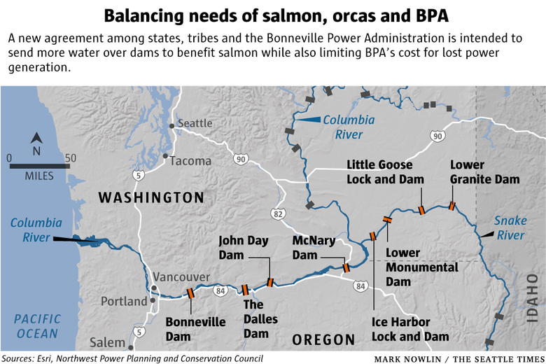 The Snake River is a tributary of the Columbia River. The state is considering removing the four Lower Snake dams. (Credit: Mark Nowlin / The Seattle Times) 