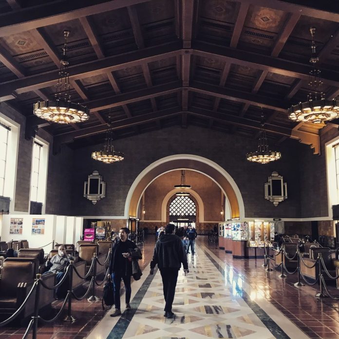 The waiting hall at Los Angeles Union Station.