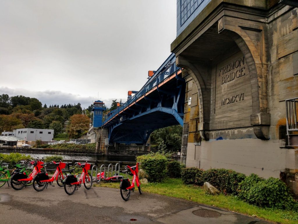 In 2019, the Fremont Bridge exceeded one million annual bike trips for the first time in recorded history. Bikeshare was part of that success. (Photo by author)