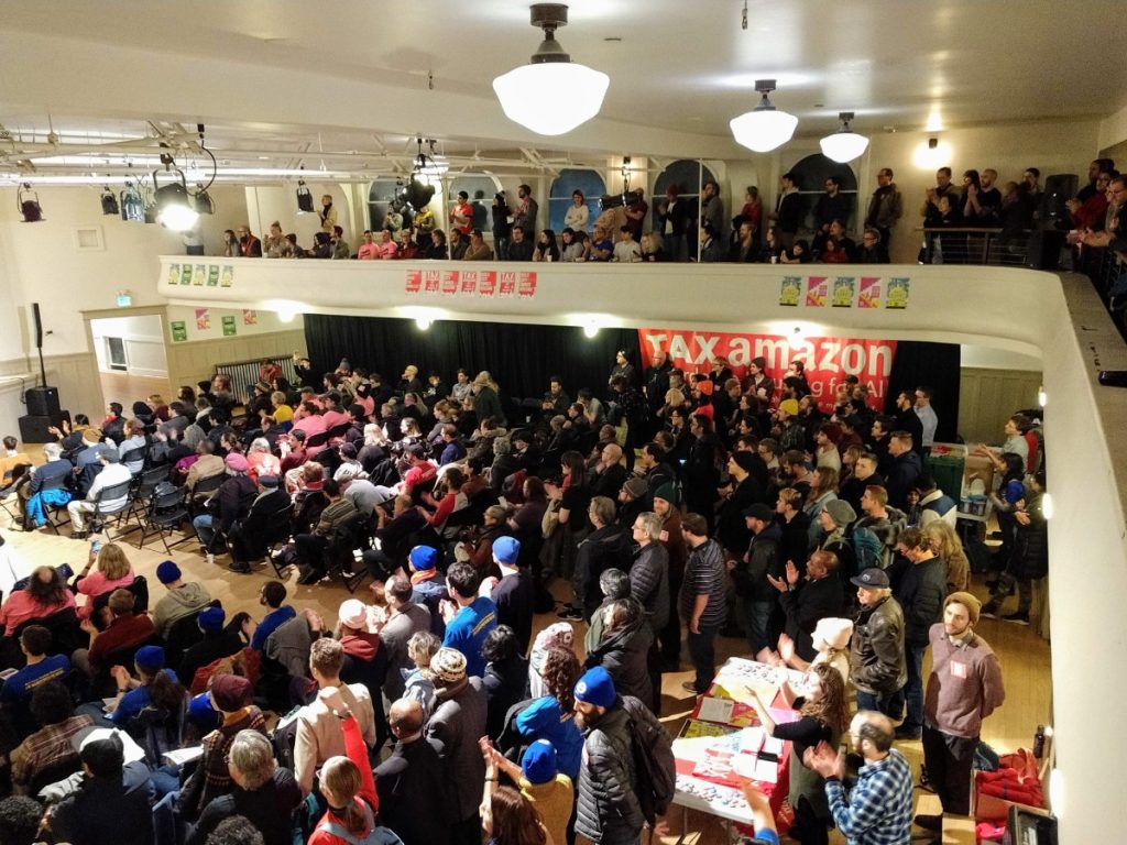 Washington Hall was filled to the brim with Sawant supporters. (Photo by Doug Trumm)