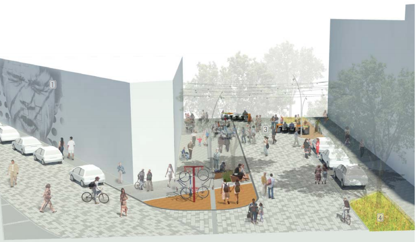 The curbless street as envisioned in the Melrose Promenade concept plan. (SDOT)