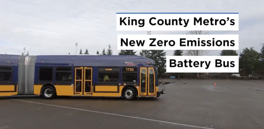 Metro's new 60-foot articulated battery-electric bus. (King County)