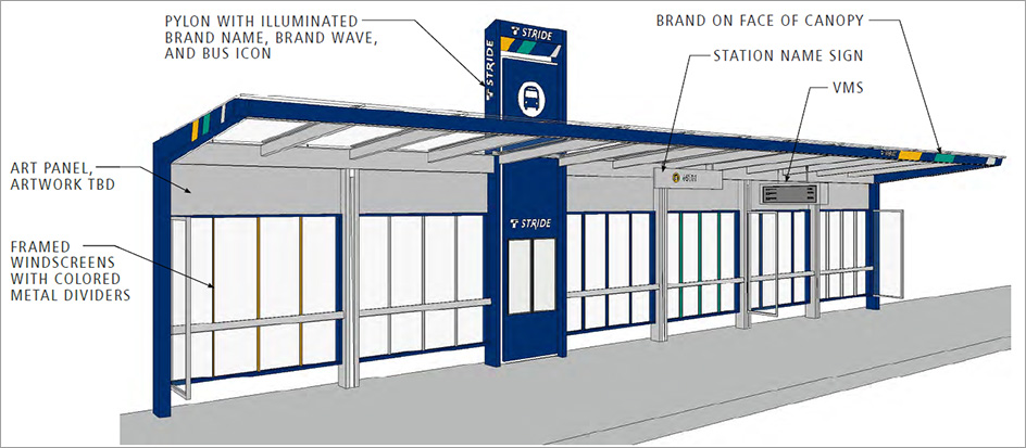 The updated branding for Stride stations. (Sound Transit)
