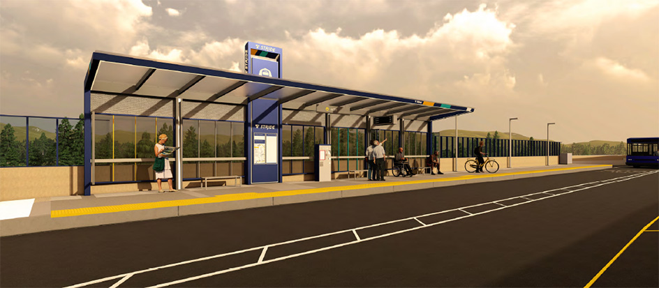 Rendering of what a Stride station would look like on I-405. (Sound Transit)