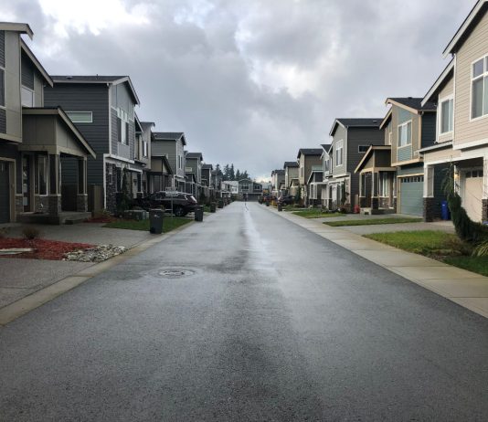 Trump’s Desperate Suburban Appeal Underscores Need for Fair Housing and Zoning Reform Snohomish County suburban sprawl. A view of 192 Place SE located within the unincorporated Bothell urban growth area. This is one of many private streets in this development, a mechanism that allows for the construction and upkeep of the road to be placed on homeowners associations instead of a municipality. (Photo by Ray Dubicki)