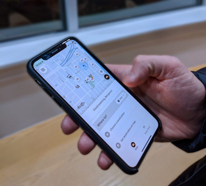 The Uber app deployed on a phone. (Credit: Benjamin Keller)