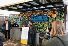 Envisioning an Urbanist Future Owen and Doug address fundraiser attendees at Peddler Brewing. (Photo by Rian Watt)