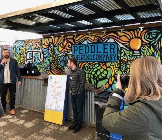 Envisioning an Urbanist Future Owen and Doug address fundraiser attendees at Peddler Brewing. (Photo by Rian Watt)