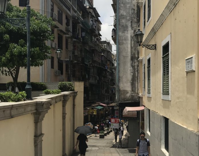 A pedestrian street in Macau.