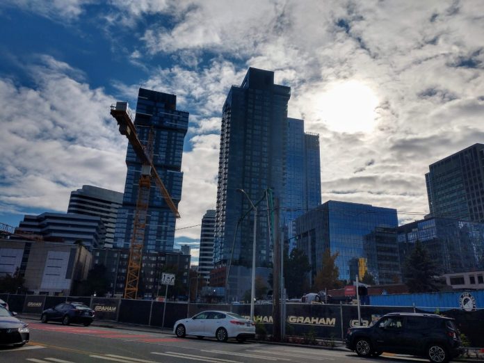 Denny Triangle is sprouting residential towers. (Photo by Doug Trumm)