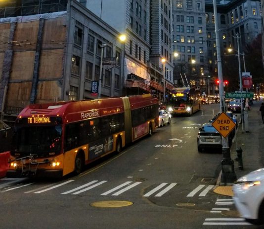 Review Rainier RapidRide Designs in New Metro Survey A RapidRide bus in the International District. (Photo by Doug Trumm)
