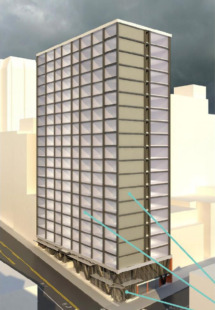 This 21-story 901 Madison St prefab project is planned to rise in First Hill. (Collins Woerman / SLI)
