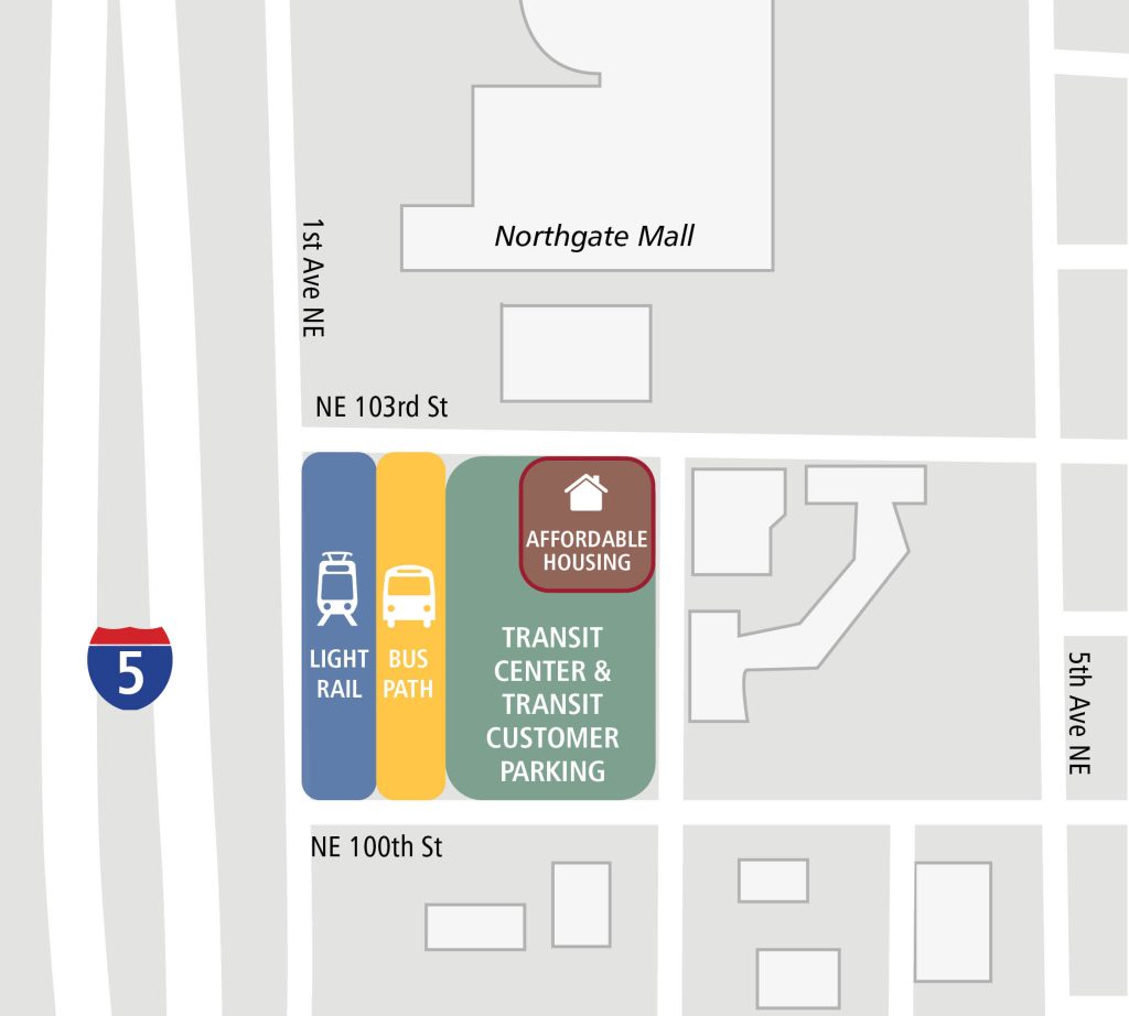 Northgate Station will open in 2021, while TOD on public land will have to wait a few years after that. (King County Metro)