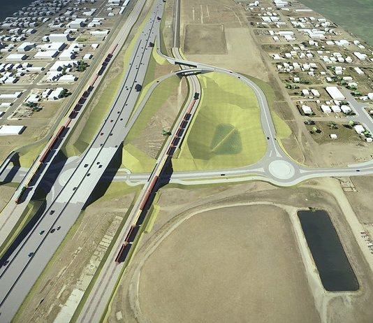 Legislature Authorizes $10 Billion in Highway Spending Rendering of I-395 interchange with pond. (WSDOT)
