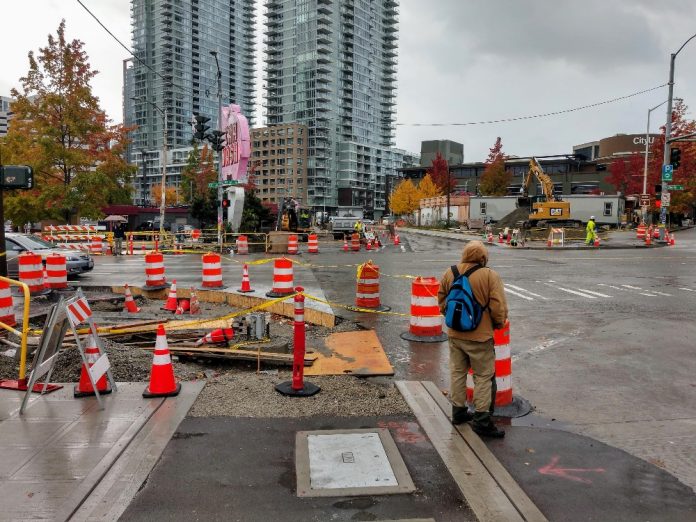 Denny Way and 7th Avenue N recently got new curb ramps. (Photo by Doug Trumm)