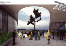 New 60% Designs Inch Seattle’s Waterfront Park Closer to Reality The Overlook Walk's forking staircase creates a unique shelter underneath. (City of Seattle)