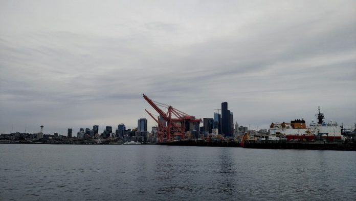 The Port of Seattle and the Seattle waterfront. (Photo by Doug Trumm)