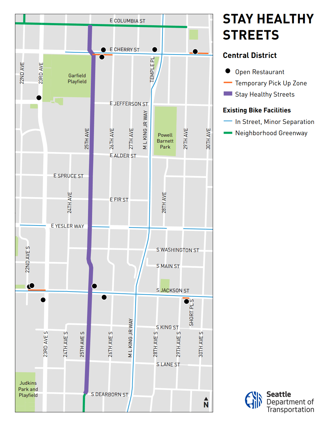 The Stay Healthy Streets route in the Central District will use 25th Avenue. (SDOT)