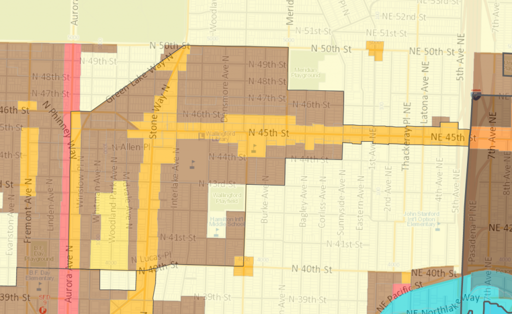 Wallingford zoning map, post-affordable housing rezones. (City of Seattle)