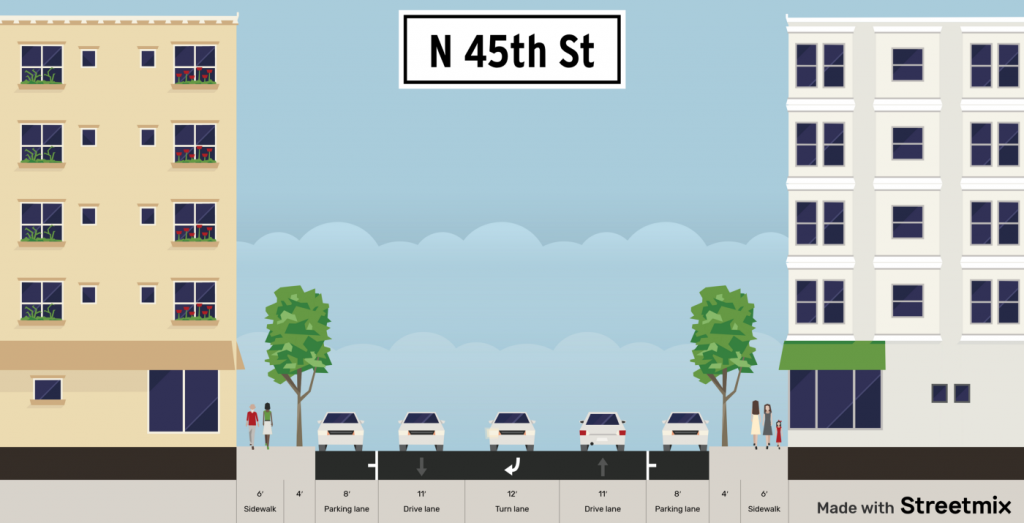 Existing N 45th St section.
