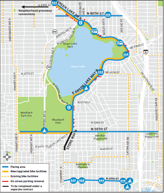 SDOT's repaving project will improve biking options and update sidewalks. (SDOT)