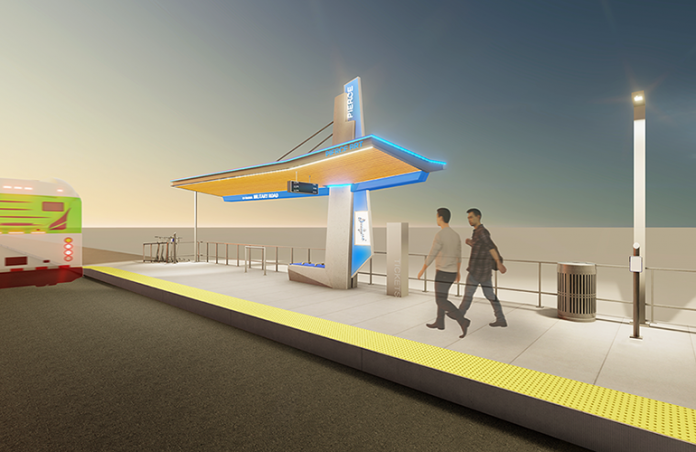 Nighttime rendering of the suspension station option. (Pierce Transit)