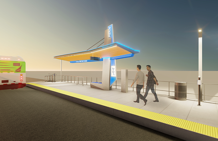 Nighttime rendering of the suspension station option. (Pierce Transit)