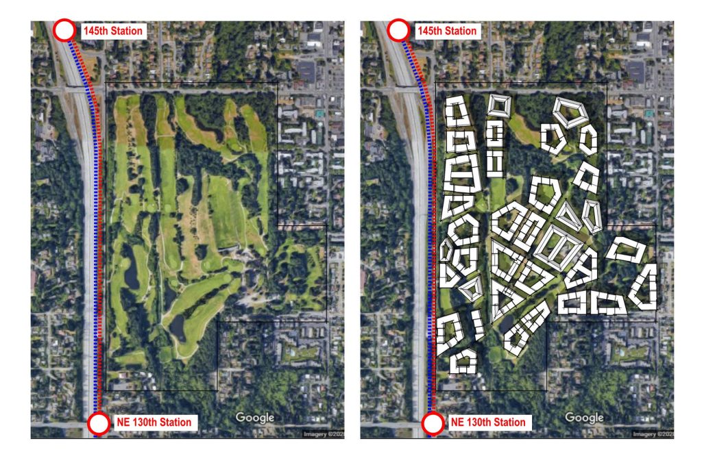 Graphic by Ryan DiRaimo showing Barcelona style apartment block layout for the golf course..