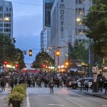 Downtown protest blocked