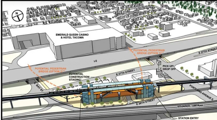An 2019 rendering shows Portland Avenue station in Tacoma. (Sound Transit)