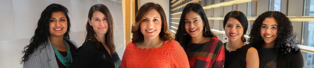 Councilmember Teresa Mosqueda with her council staff. Left to right is Chief of Staff Sejal Parikh, Erin House, Mosquda, Aretha Basu, Faride Cuevas. (City of Seattle)