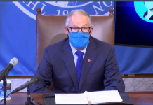 Governor Inslee Extends Eviction Moratorium to October 15th, Promises $100 Million in Rent Relief is on the Way Governor Jay Inslee wears a mask at July 23rd press briefing. (Screen capture via TVW)