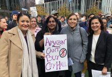 Seattle Gets Improved Revenue Forecast, Mosqueda Prepares to Release Budget Councilmember Teresa Mosqueda with colleagues Tammy Morales to right and Lorena Gonzalez and Kshama Sawant to left during election rally at Amazon Spheres. (Credit: Teresa Mosqueda)